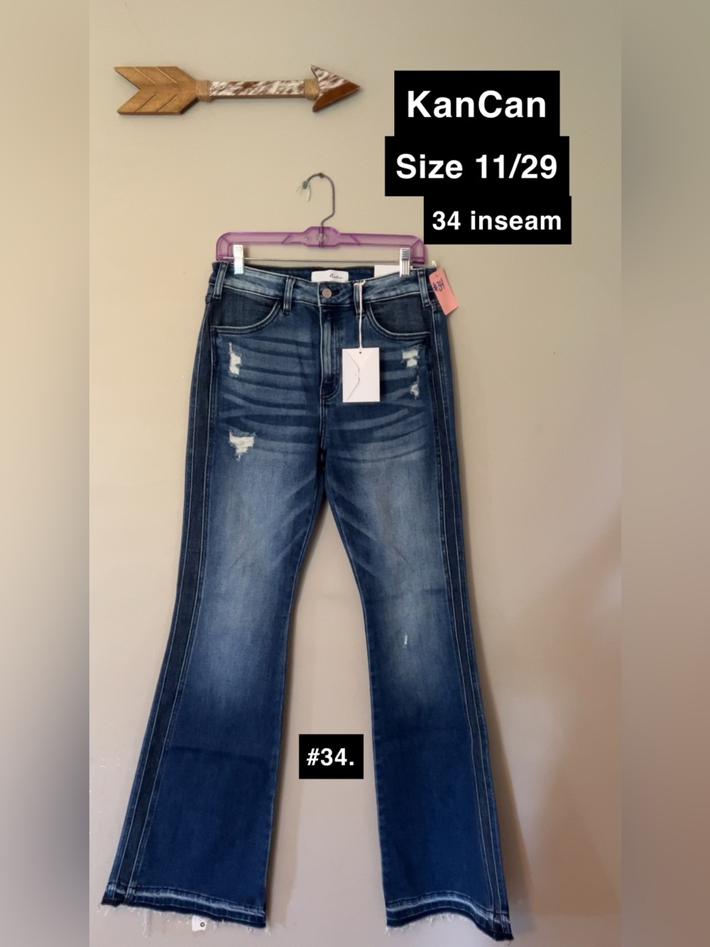 KanCan Medium Blue Distressed Wide Leg Jeans